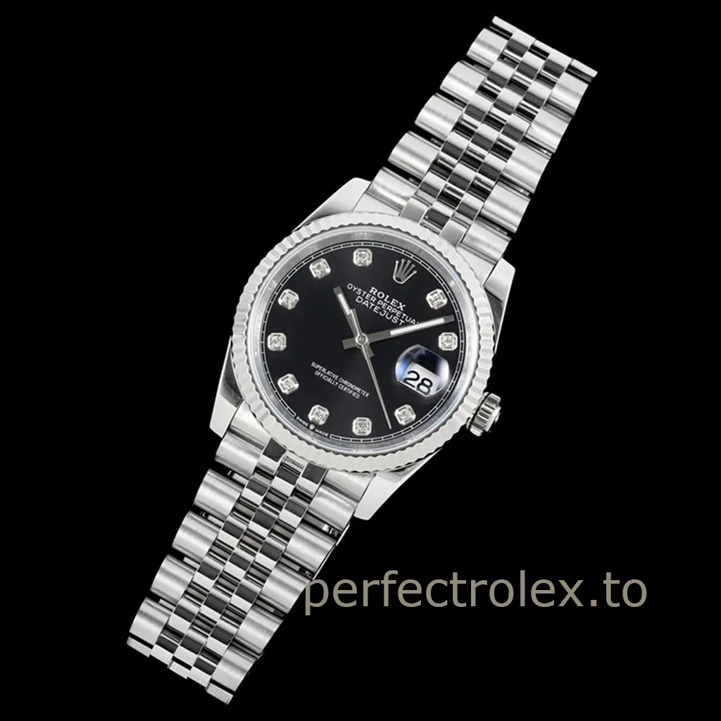 Rolex-Datejust-126234-0027-Luxury-Mechanical-Replica-Watch-36mm-Black-Diamond-Dial-904L-Stainless-Steel-Front-View-2