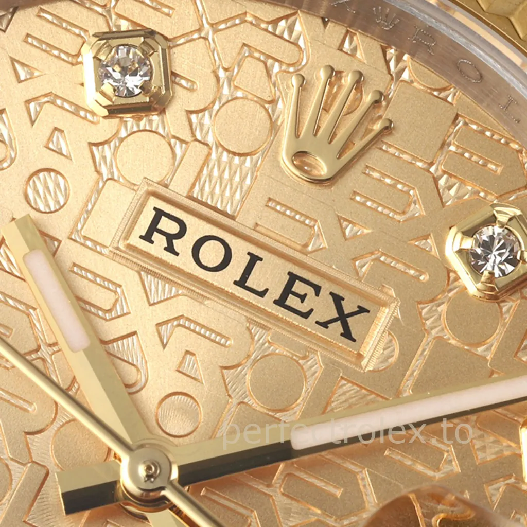 Rolex-Datejust-126233-0034-Super-Clone-Watch-36mm-Champagne-Rolex-Pattern-Diamond-Dial-Oyster-Bracelet-Dial-Detail-3