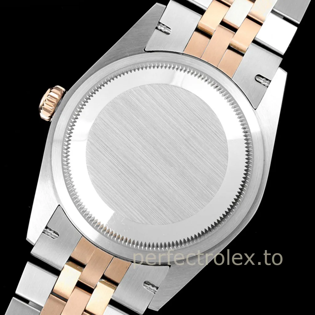 Rolex-Datejust-126231-0029-Dress-Business-Replica-Watch-36mm-Grey-Roman-Dial-Rose-Gold-Jubilee-Bracelet-Back-View