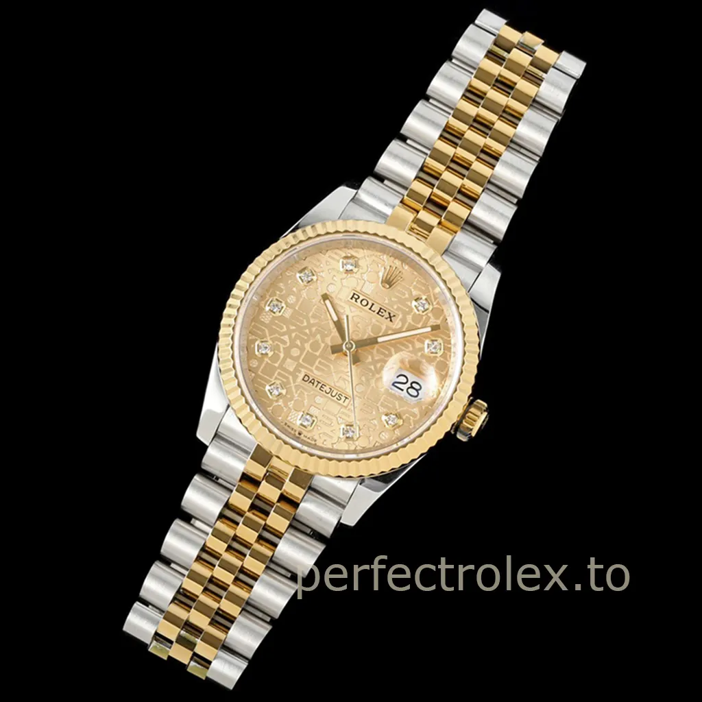 Rolex-Datejust-126233-0033-Super-Clone-Watch-36mm-Champagne-Rolex-Pattern-Diamond-Dial-Front-View-1
