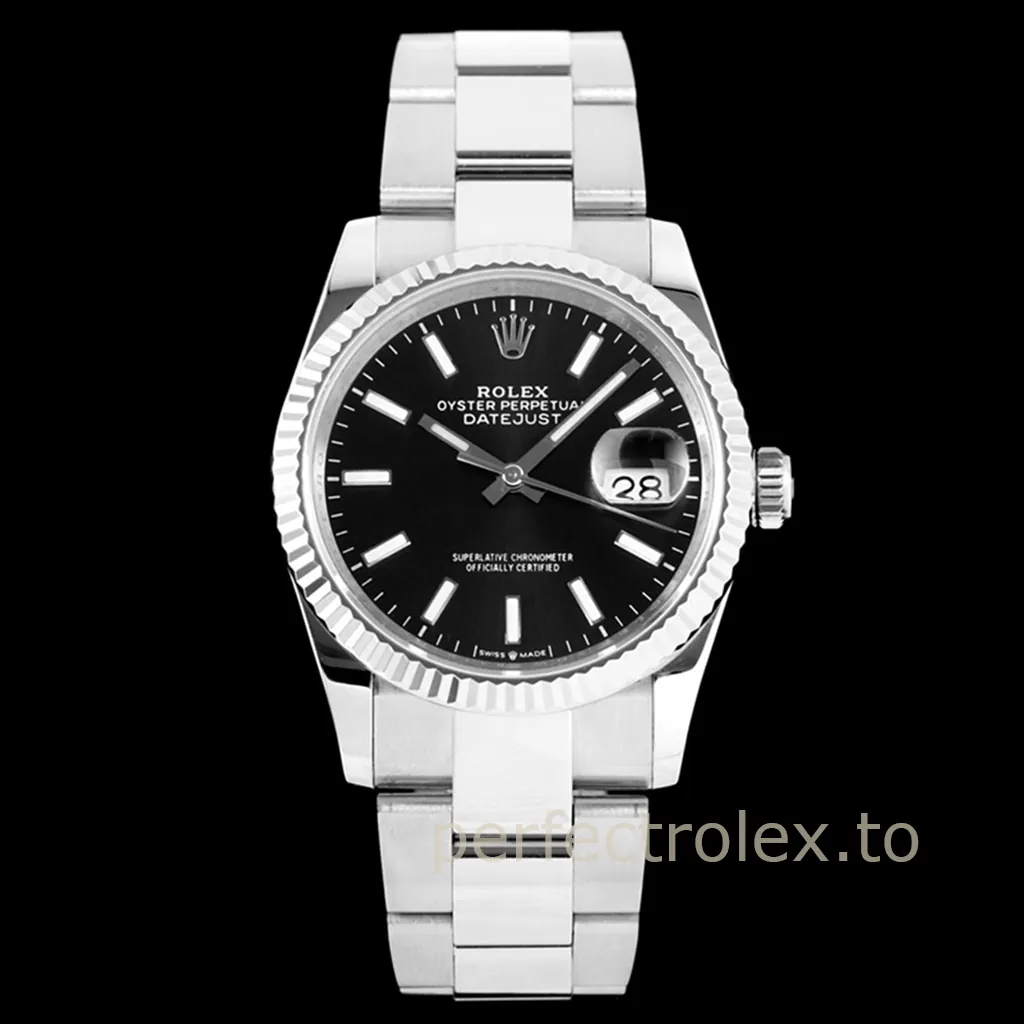 Rolex-Datejust-Black-Dial-M126234-0016-36mm-Oyster-Bracelet-Dress-Sport-Super-Clone-Watch-Front-View-1