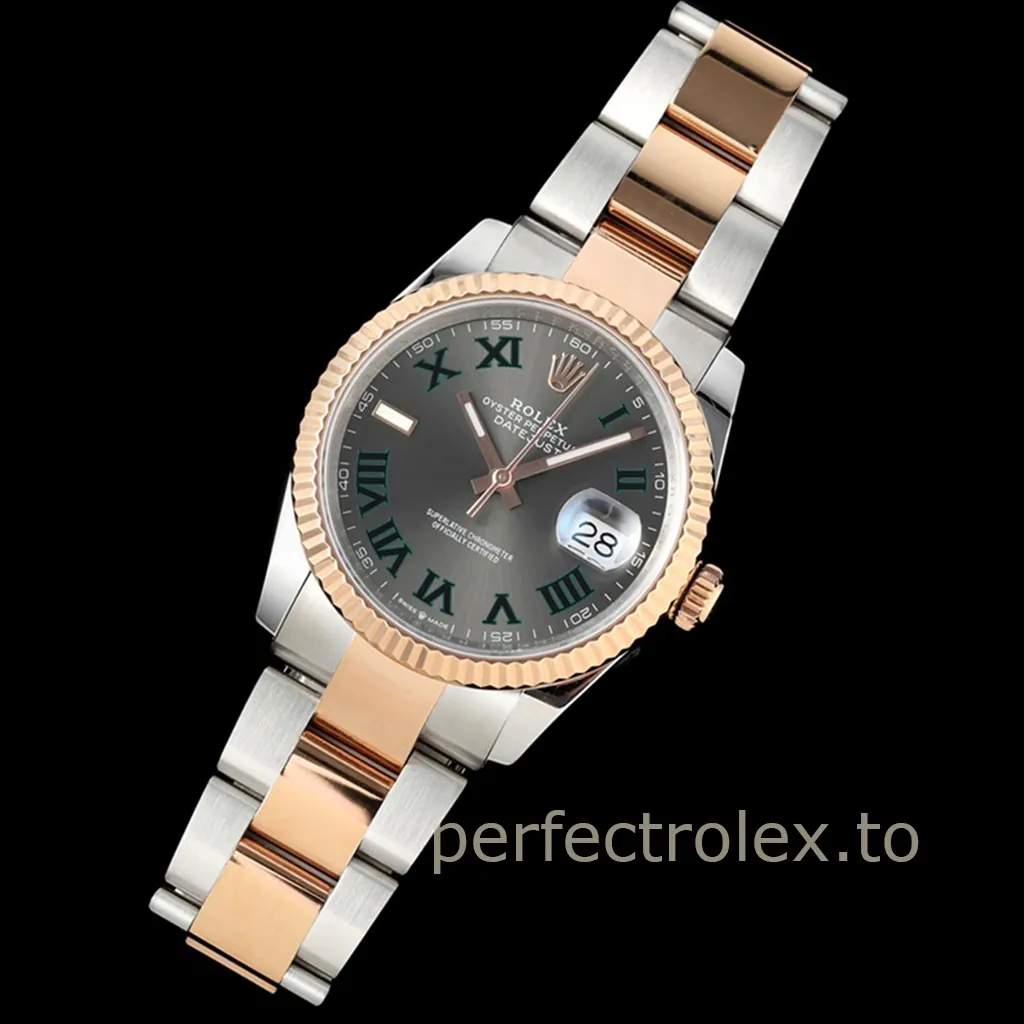 Rolex-Datejust-126231-0030-Gray-Roman-Dial-36mm-Two-Tone-Automatic-Super-Clone-Watch-Front-View-1