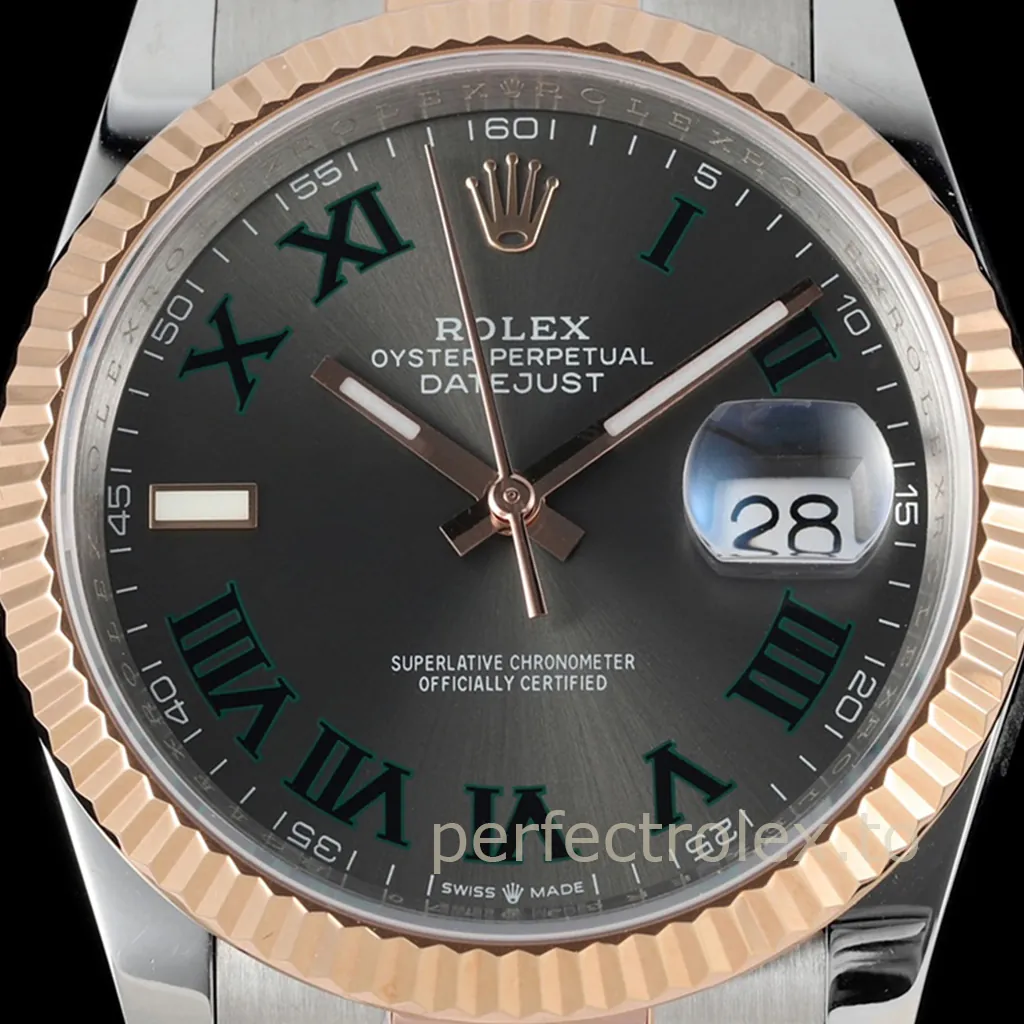 Rolex-Datejust-126231-0030-Gray-Roman-Dial-36mm-Two-Tone-Automatic-Super-Clone-Watch-Dial-Detail-1