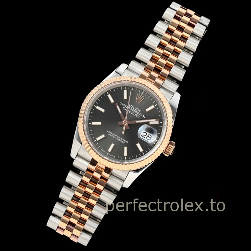 Rolex-Datejust-M126231-0013-Gray-Dial-36mm-Everose-Rolesor-Jubilee-Super-Clone-Watch-Front-View-2