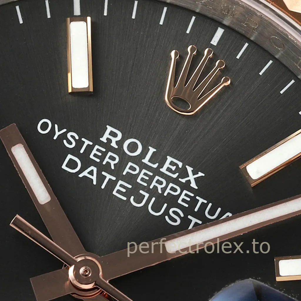 Rolex-Datejust-M126231-0013-Gray-Dial-36mm-Everose-Rolesor-Jubilee-Super-Clone-Watch-Dial-Detail-3