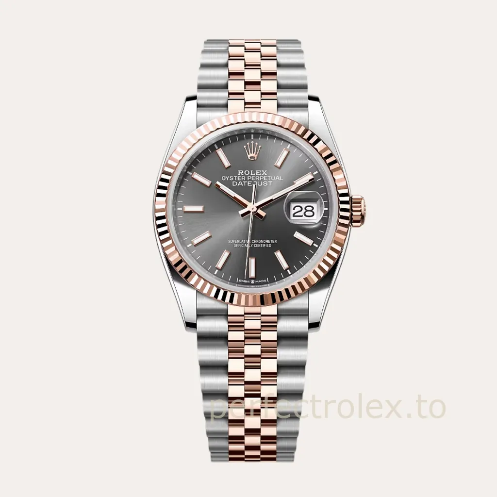 Rolex-Datejust-M126231-0013-Gray-Dial-36mm-Everose-Rolesor-Jubilee-Super-Clone-Watch-Hero-Image