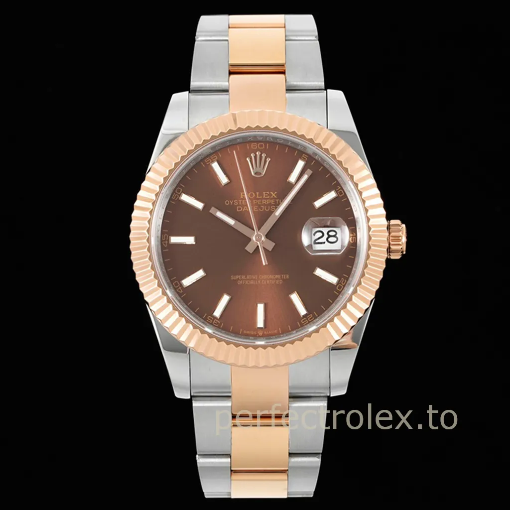 Rolex-Datejust-126331-0001-904L-Stainless-Steel-Brown-Dial-Rose-Gold-Super-Clone-Watch-41mm-Front-View-1