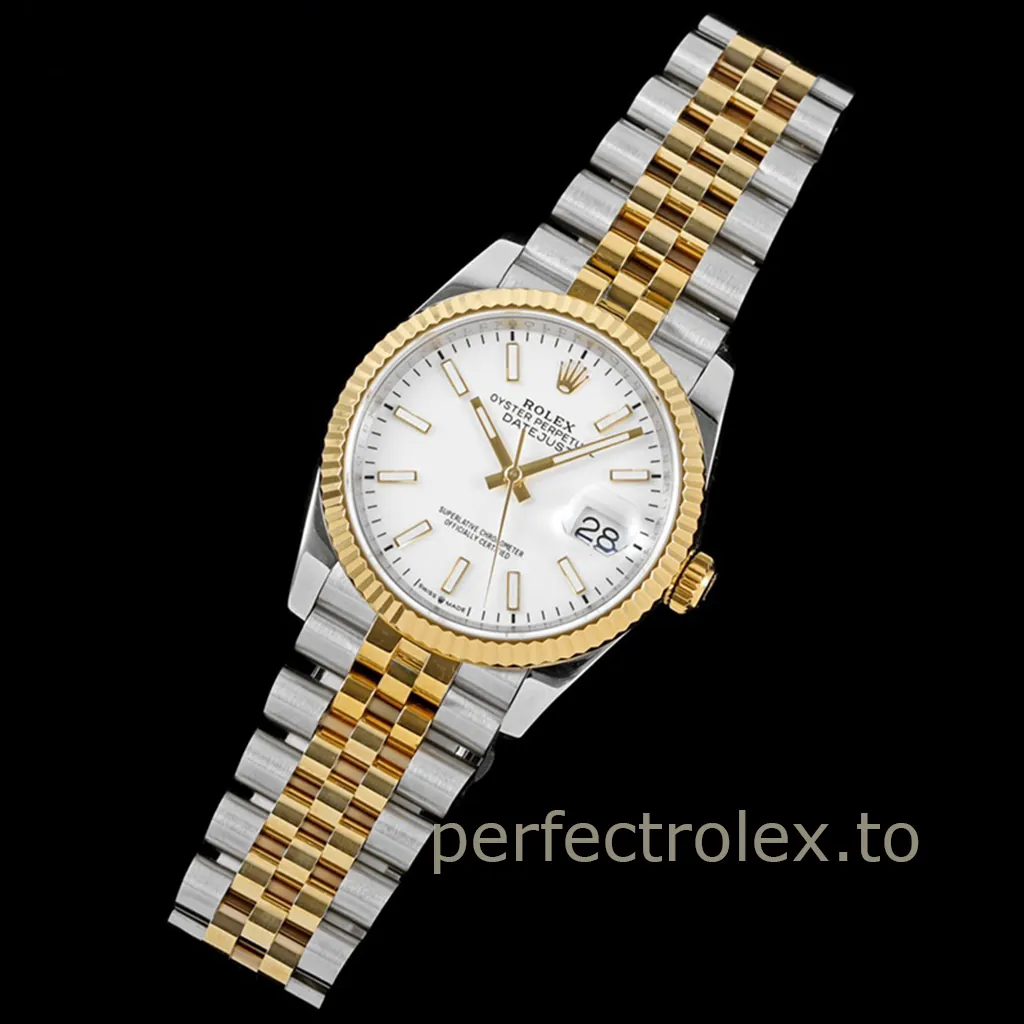 Rolex-Datejust-White-Dial-126233-0019-36mm-Two-Tone-Jubilee-Automatic-Super-Clone-Watch-Front-View-2