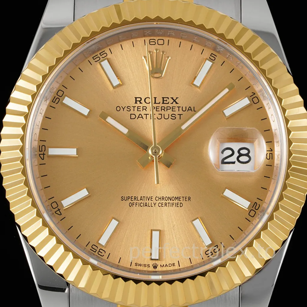 Rolex-Datejust-M126333-0009-Gold-Dial-904L-Stainless-Steel-Super-Clone-Watch-41mm-Dial-Detail-1