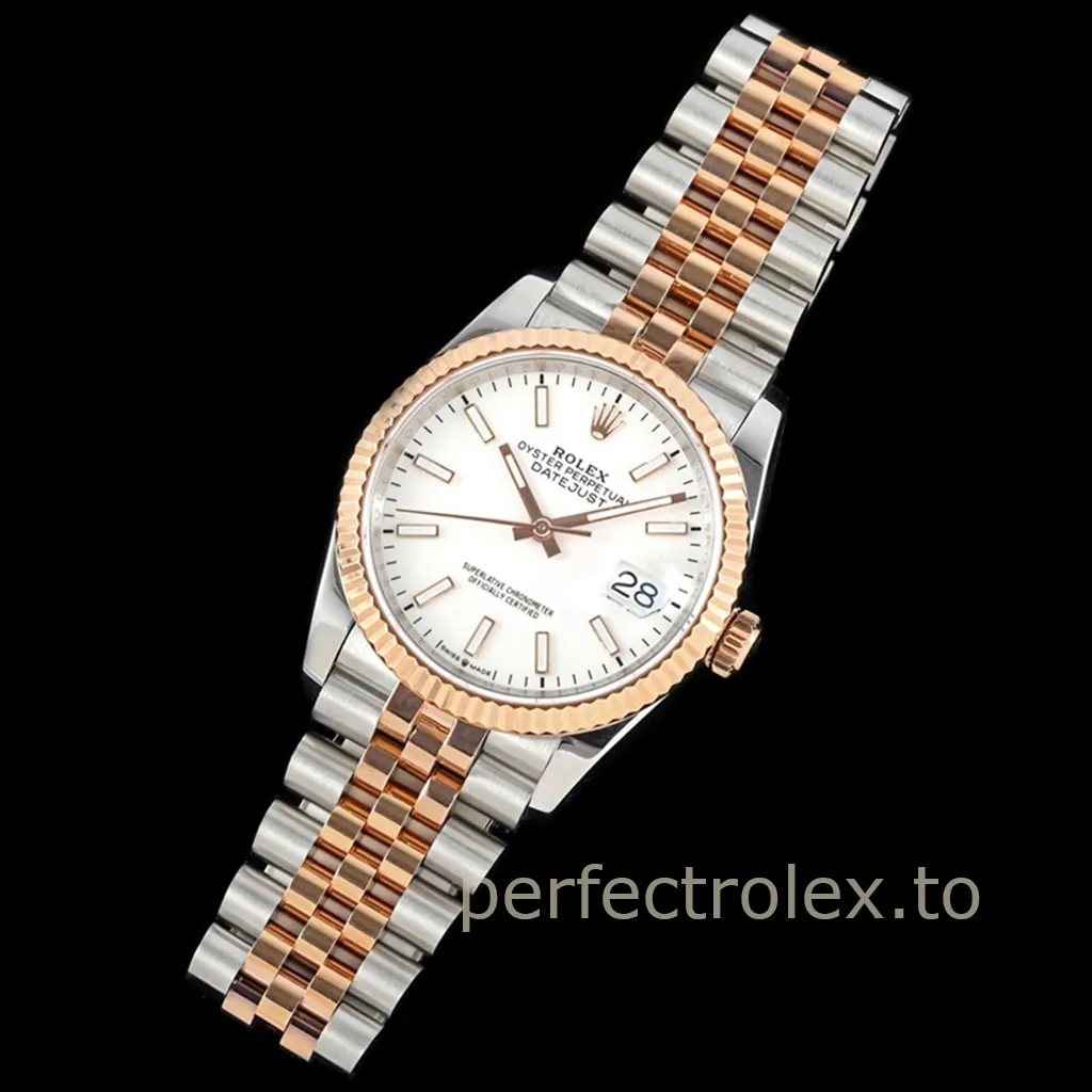 Rolex-Datejust-M126231-0017-Rose-Gold-904L-White-Dial-Super-Clone-Watch-36mm-Front-View-2