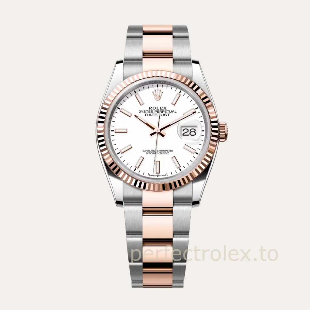 Rolex-Datejust-M126231-0018-White-Dial-Rose-Gold-904L-Stainless-Steel-Super-Clone-Watch-36mm-Hero-Image