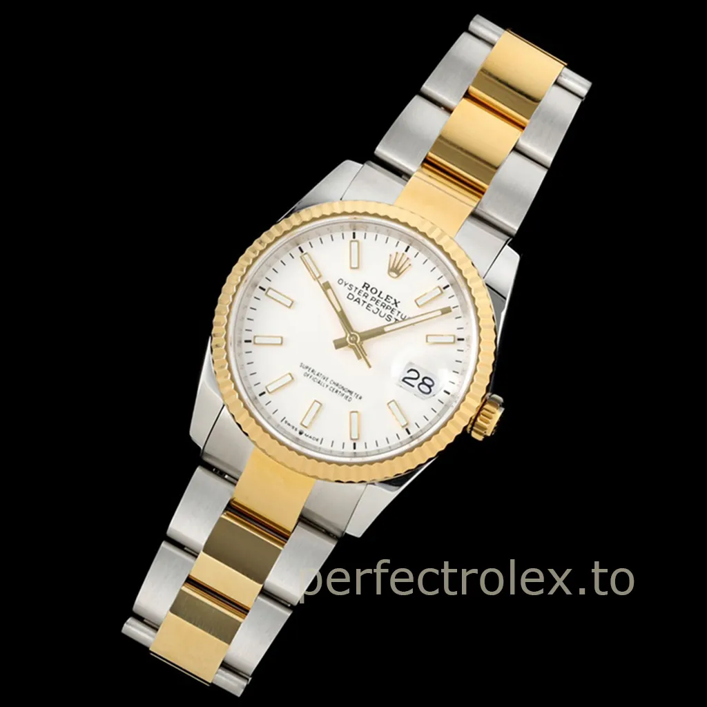 Rolex-Datejust-M126233-0020-White-Dial-Two-Tone-Oyster-Bracelet-Super-Clone-Watch-36mm-Front-View-2
