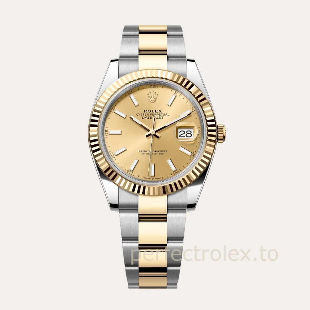 Rolex-Datejust-M126333-0009-Gold-Dial-904L-Stainless-Steel-Super-Clone-Watch-41mm-Hero-Image