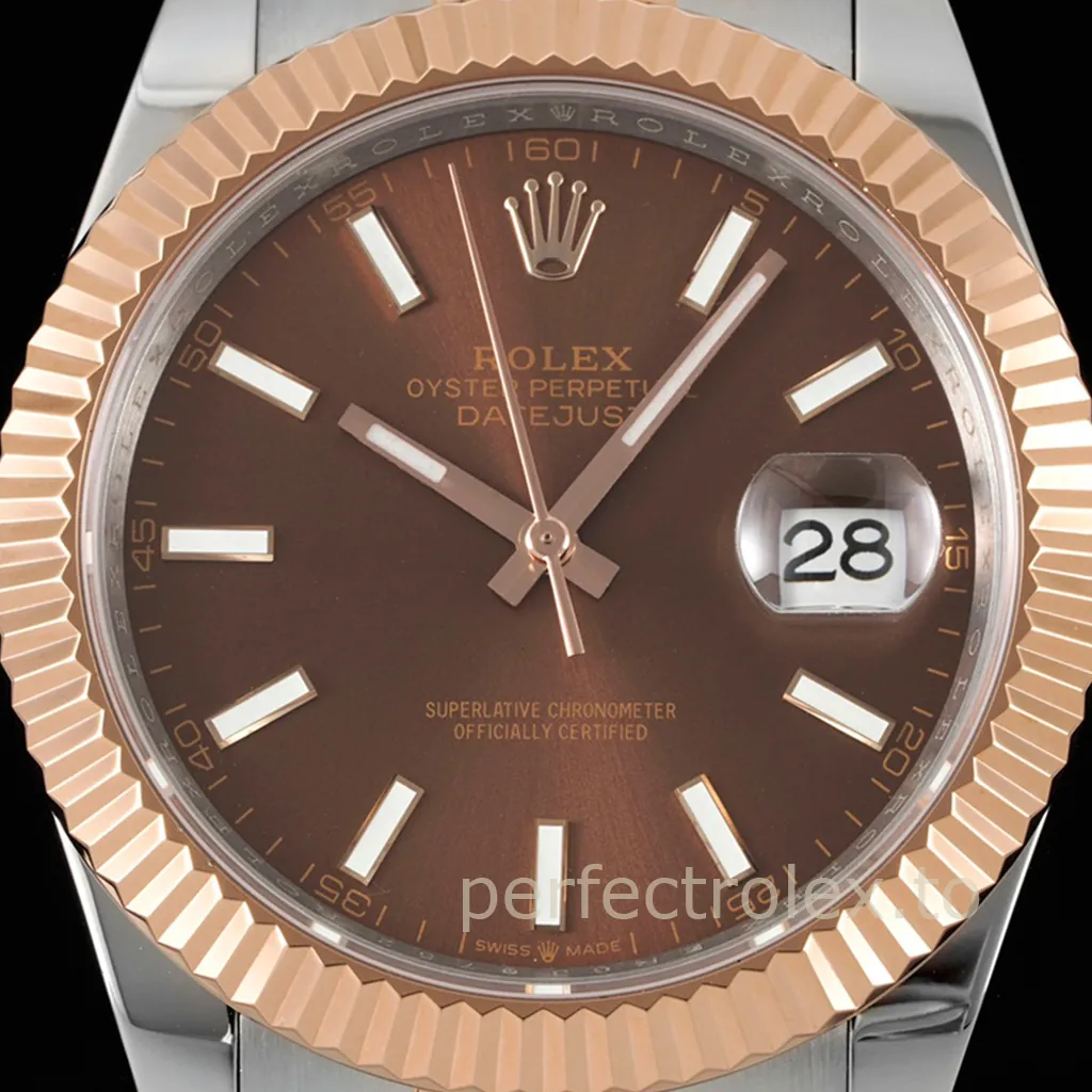 Rolex-Datejust-126331-0001-904L-Stainless-Steel-Brown-Dial-Rose-Gold-Super-Clone-Watch-41mm-Dial-Detail-1