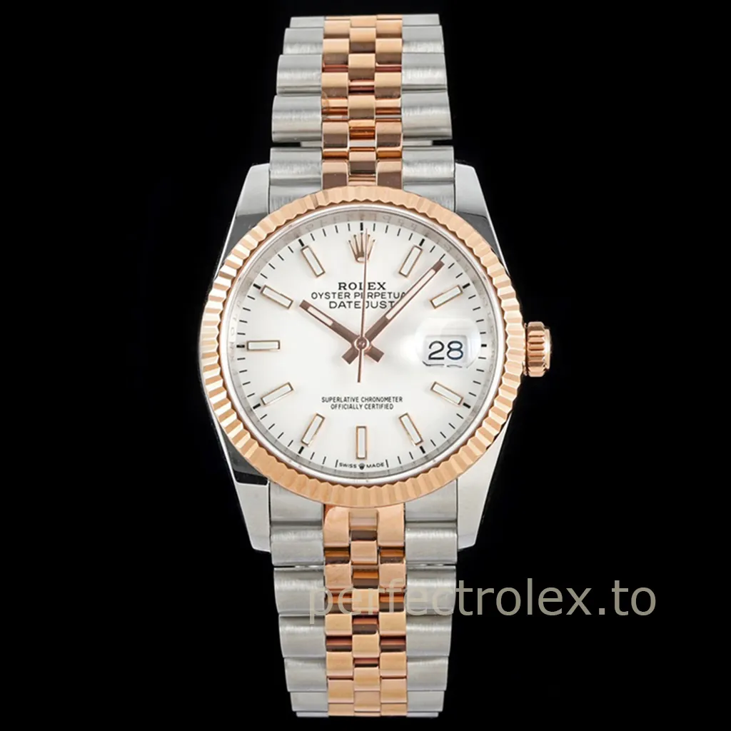 Rolex-Datejust-M126231-0017-Rose-Gold-904L-White-Dial-Super-Clone-Watch-36mm-Front-View-1