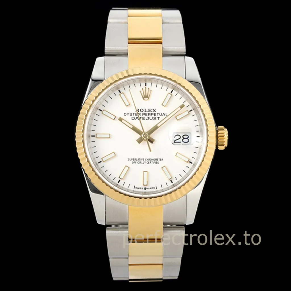 Rolex-Datejust-M126233-0020-White-Dial-Two-Tone-Oyster-Bracelet-Super-Clone-Watch-36mm-Front-View-1