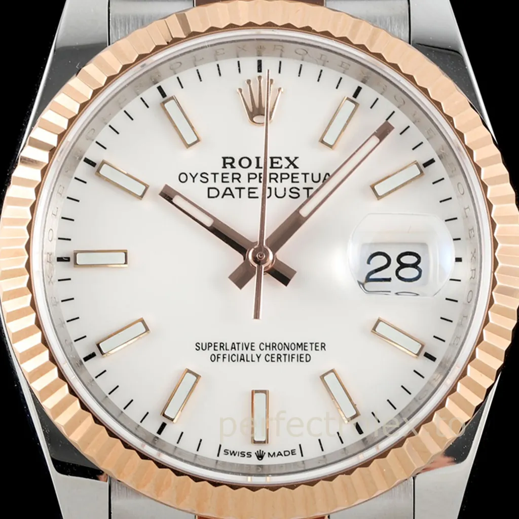 Rolex-Datejust-M126231-0017-Rose-Gold-904L-White-Dial-Super-Clone-Watch-36mm-Dial-Detail-1