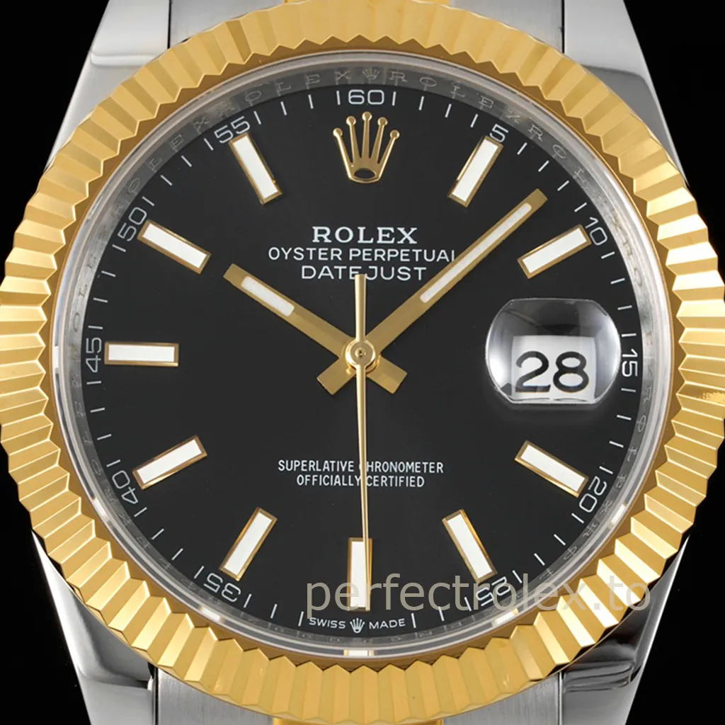 Rolex-Datejust-M126333-0013-Black-Dial-904L-Stainless-Steel-Super-Clone-Watch-41mm-Dial-Detail-1