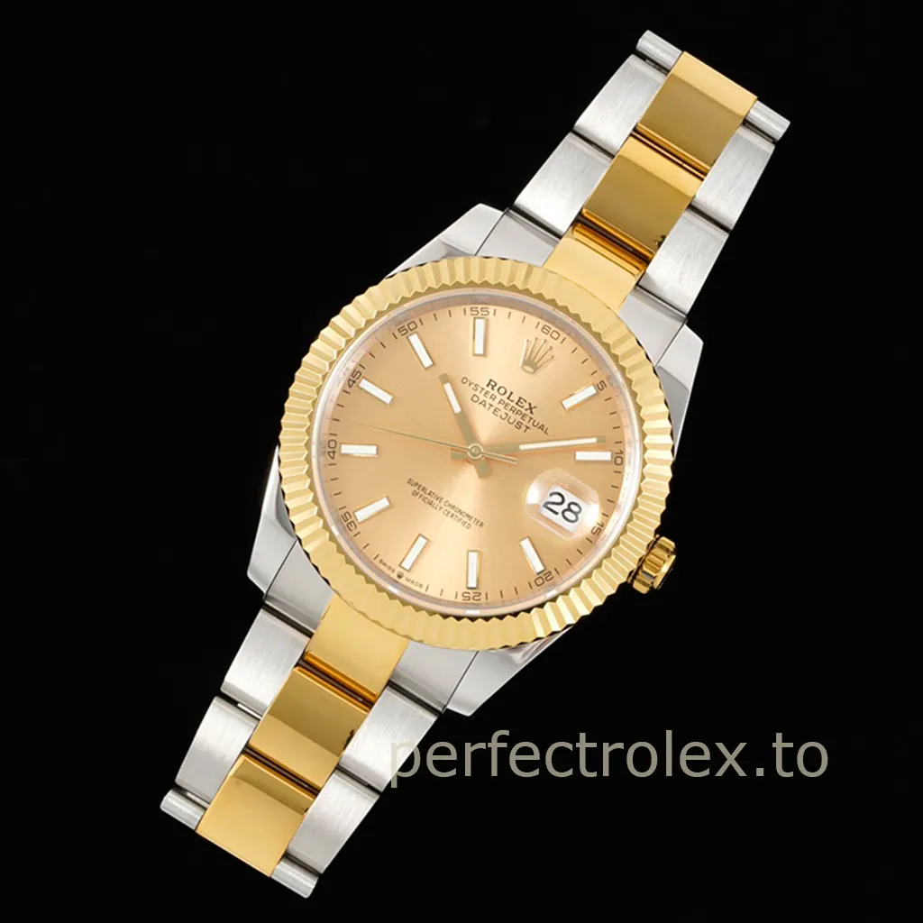 Rolex-Datejust-M126333-0009-Gold-Dial-904L-Stainless-Steel-Super-Clone-Watch-41mm-Front-View-2