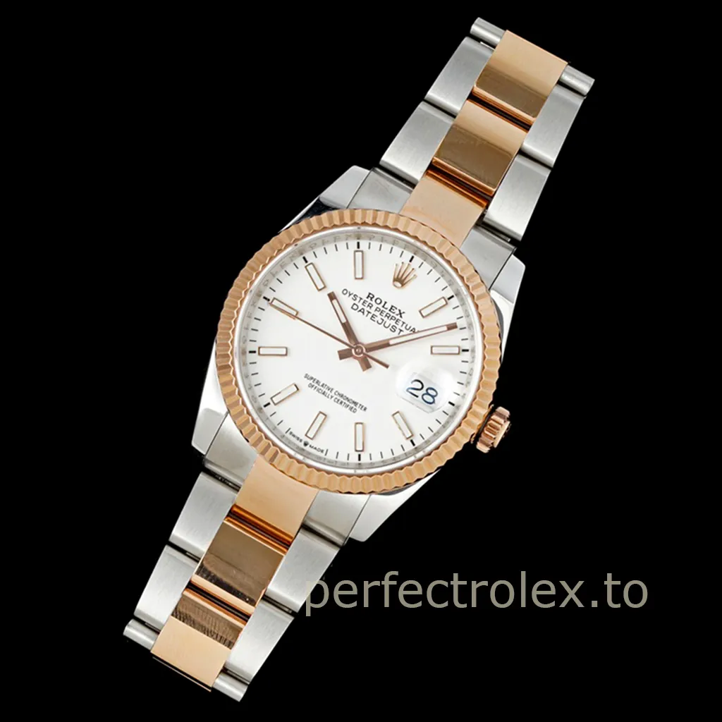 Rolex-Datejust-M126231-0018-White-Dial-Rose-Gold-904L-Stainless-Steel-Super-Clone-Watch-36mm-Front-View-2