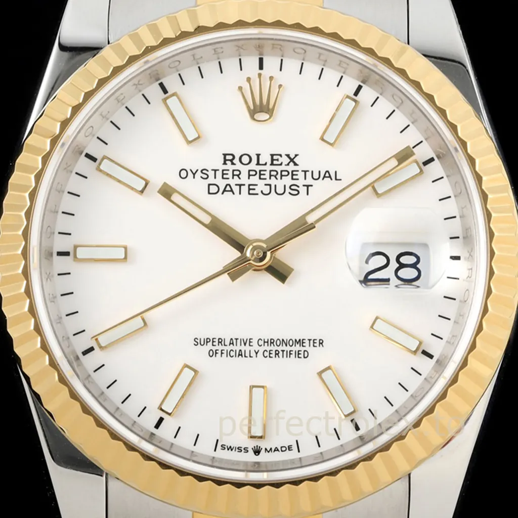 Rolex-Datejust-M126233-0020-White-Dial-Two-Tone-Oyster-Bracelet-Super-Clone-Watch-36mm-Dial-Detail-1