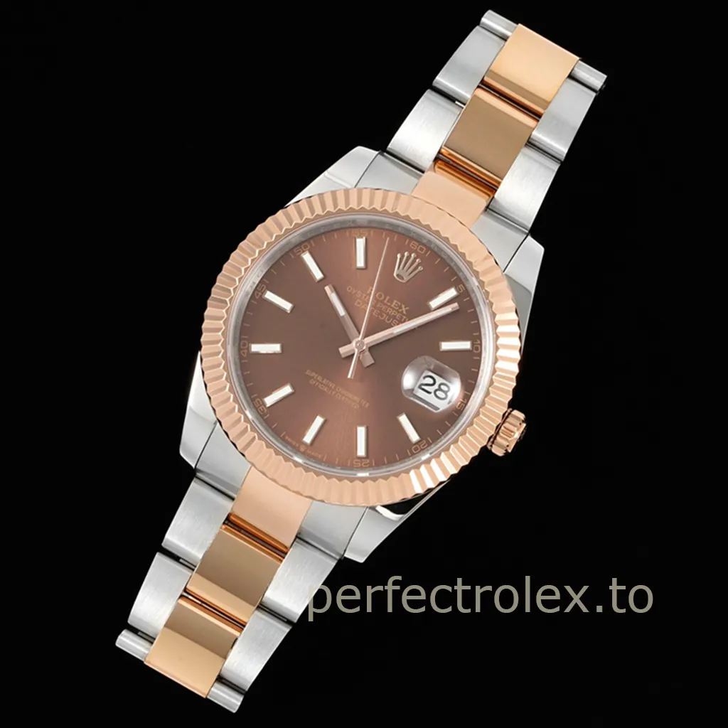 Rolex-Datejust-126331-0001-904L-Stainless-Steel-Brown-Dial-Rose-Gold-Super-Clone-Watch-41mm-Front-View-2