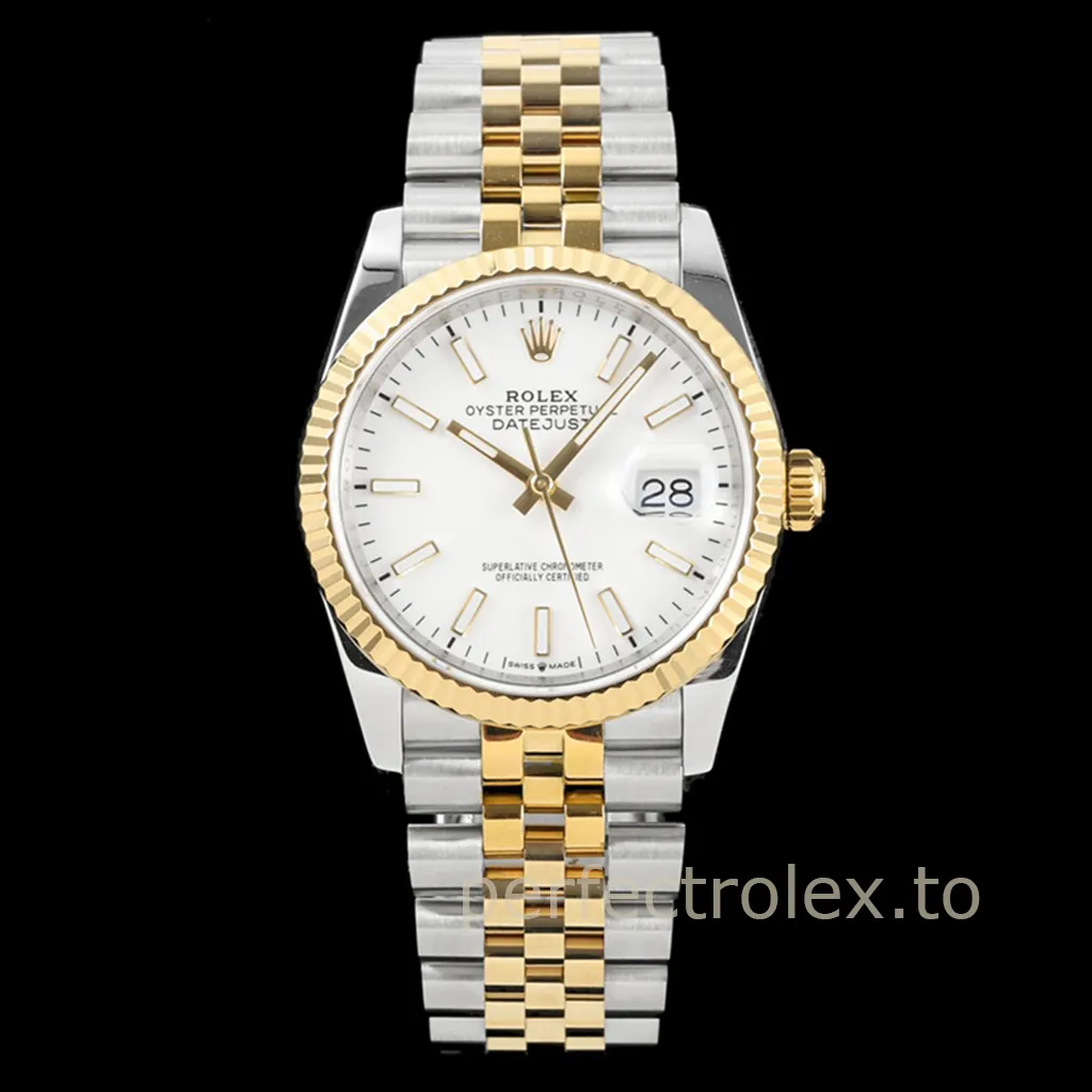 Rolex-Datejust-White-Dial-126233-0019-36mm-Two-Tone-Jubilee-Automatic-Super-Clone-Watch-Front-View-1
