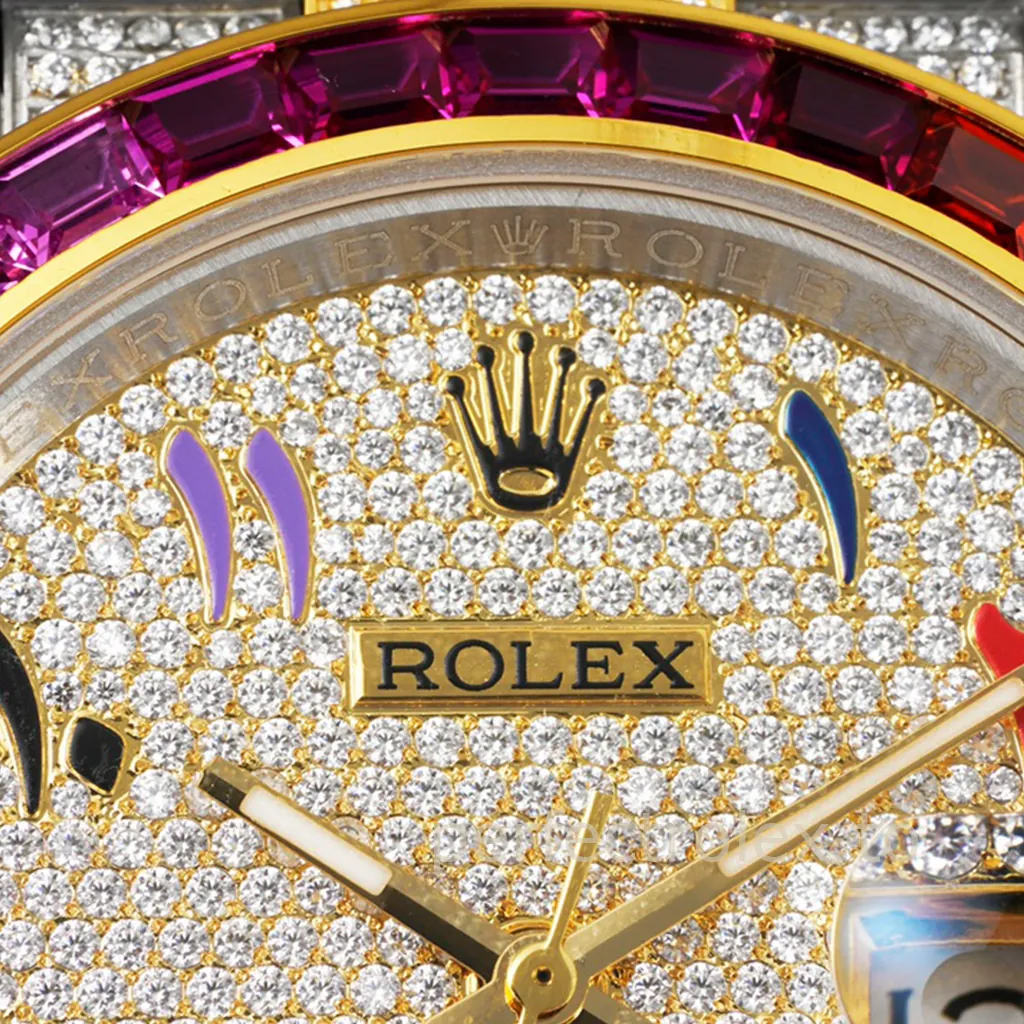 Rolex-Datejust-126300-Rainbow-Bezel-41mm-904L-Steel-Diamond-Dial-3235-Movement-Super-Clone-Watch-Dial-Detail-2