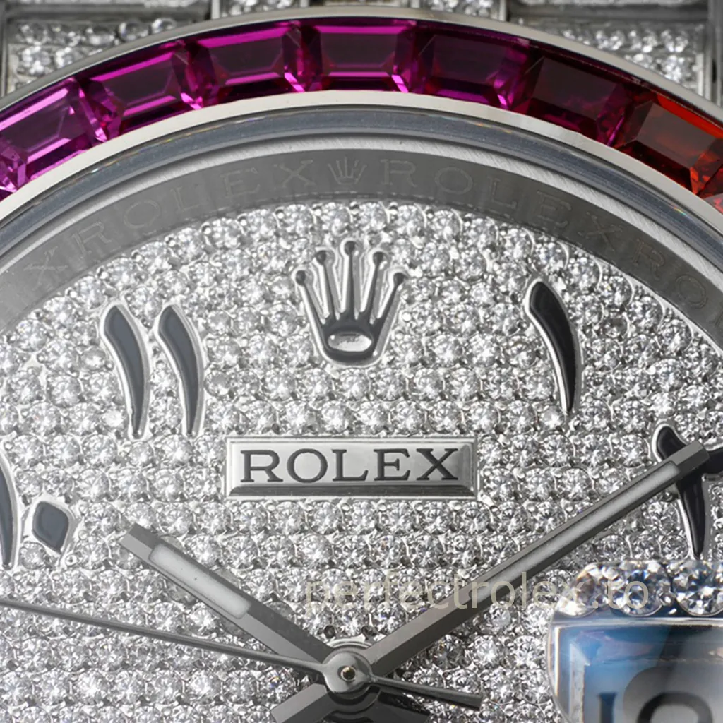 Rolex-Datejust-126300-41mm-Rainbow-Bezel-Diamond-Dial-904L-Stainless-Steel-Luxury-Super-Clone-Watch-Dial-Detail-1