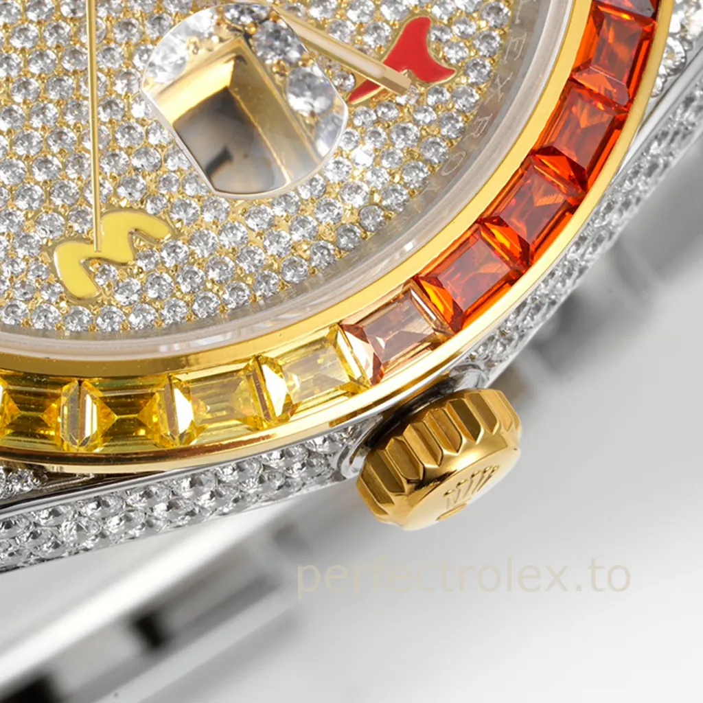 Rolex-Datejust-126300-Rainbow-Bezel-41mm-904L-Steel-Diamond-Dial-3235-Movement-Super-Clone-Watch-Dial-Detail-1