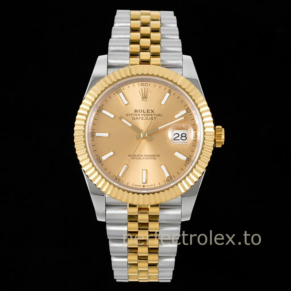 Rolex-Datejust-M126333-0010-41mm-Two-Tone-904L-Steel-Super-Clone-Watch-with-Champagne-Dial-Front-View-1
