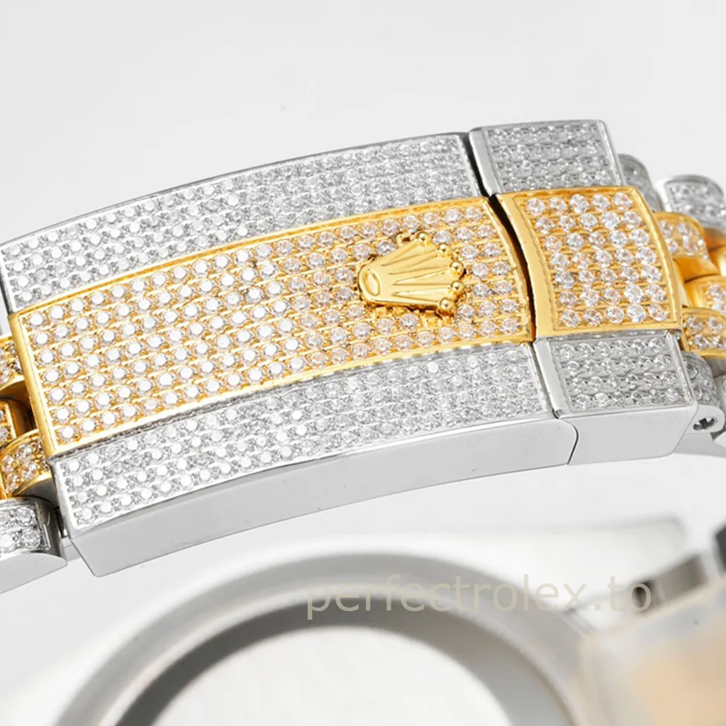 Rolex-Datejust-126300-Rainbow-Bezel-41mm-904L-Steel-Diamond-Dial-3235-Movement-Super-Clone-Watch-Buckle-View-1