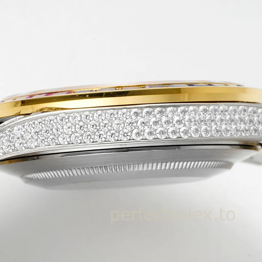 Rolex-Datejust-126300-Rainbow-Bezel-41mm-904L-Steel-Diamond-Dial-3235-Movement-Super-Clone-Watch-Left-Side-View