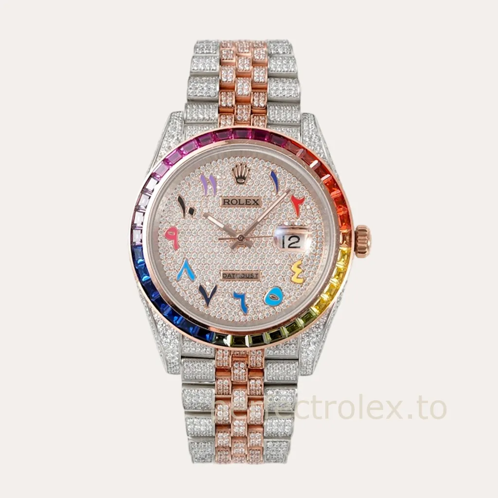 Rolex-Datejust-126300-Rainbow-Gemstone-41mm-Diamond-Dial-3235-Movement-Luxury-Super-Clone-Watch-Hero-Image