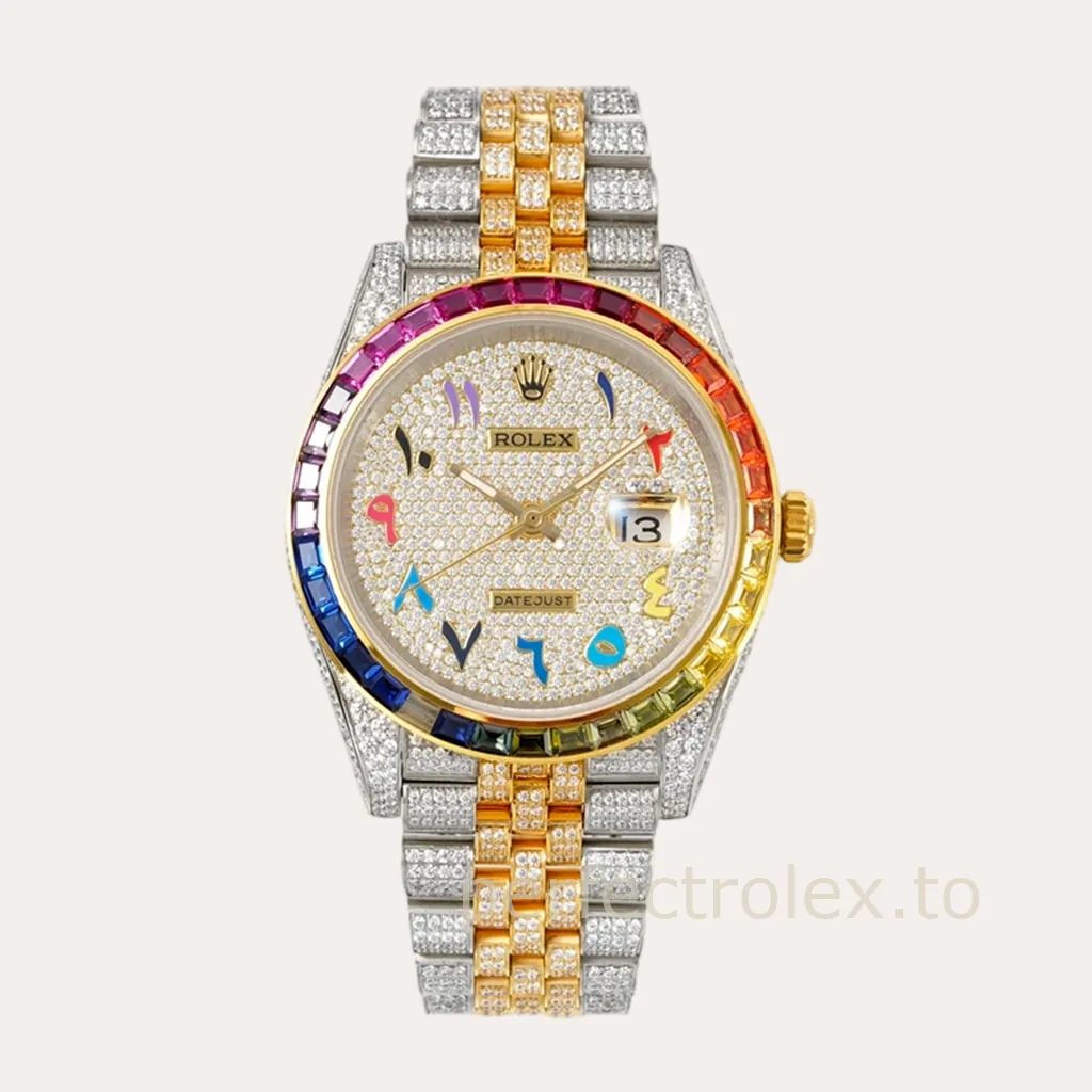 Rolex-Datejust-126300-Rainbow-Bezel-41mm-904L-Steel-Diamond-Dial-3235-Movement-Super-Clone-Watch-Hero-Image