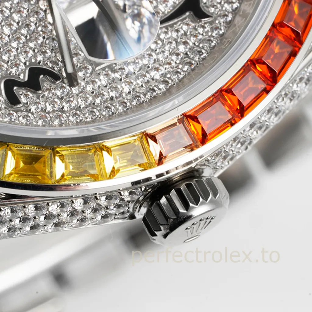 Rolex-Datejust-126300-41mm-Rainbow-Bezel-Diamond-Dial-904L-Stainless-Steel-Luxury-Super-Clone-Watch-Dial-Detail-2