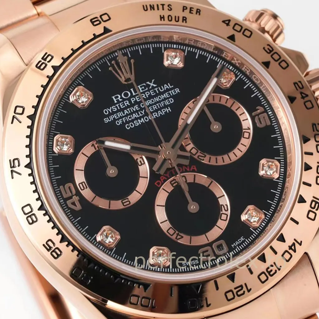 Rolex-Daytona-116505-0015-Rose-Gold-Tone-40mm-Black-Dial-4130-Movement-Super-Clone-Watch-Dial-Detail-3