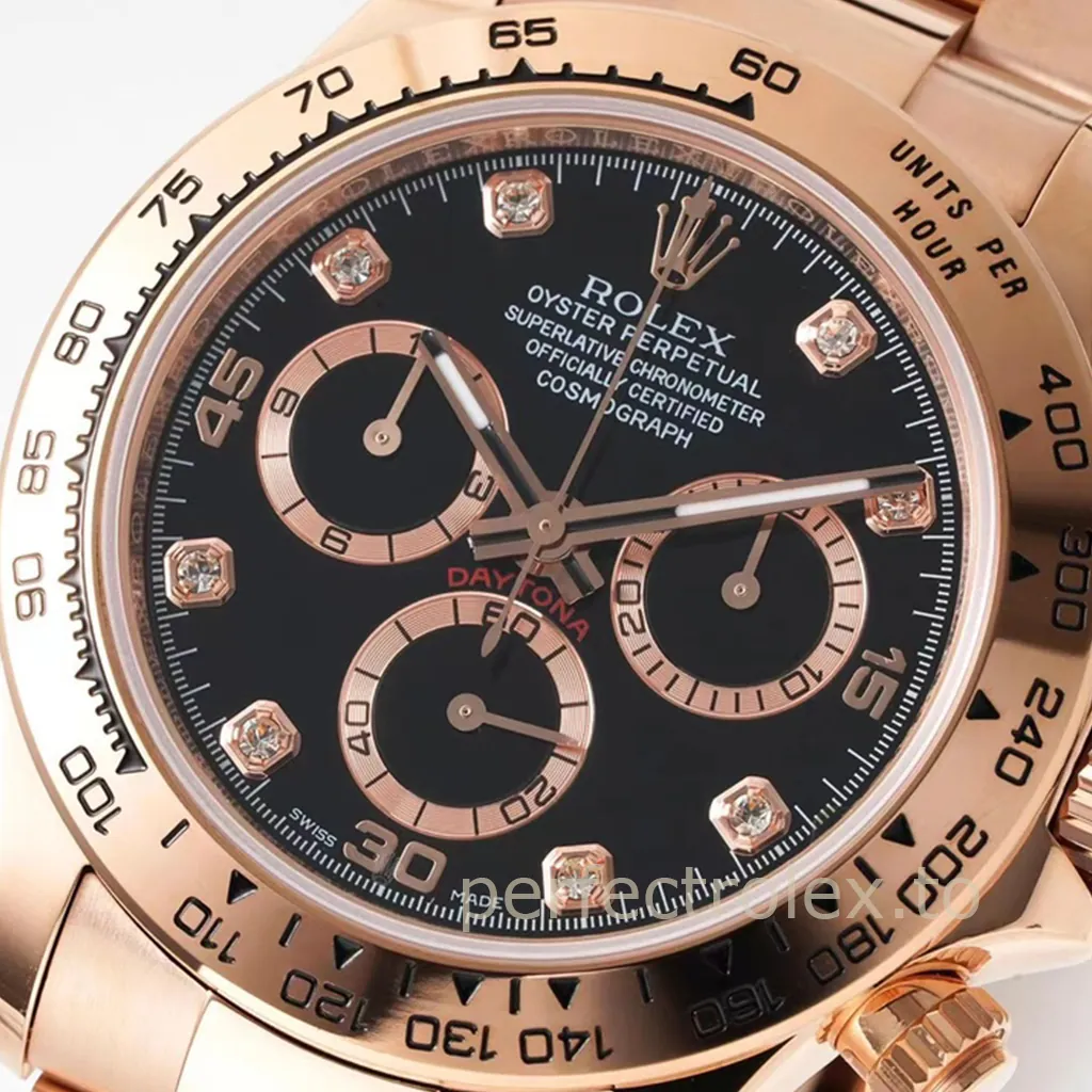 Rolex-Daytona-116505-0015-Rose-Gold-Tone-40mm-Black-Dial-4130-Movement-Super-Clone-Watch-Dial-Detail-1