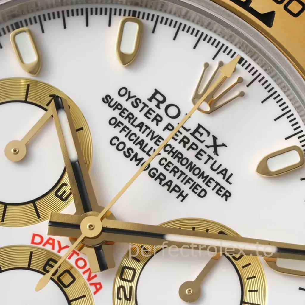 Rolex-Daytona-116503-0001-Gold-Two-Tone-40mm-White-Dial-Super-Clone-Watch-Dial-Detail-3