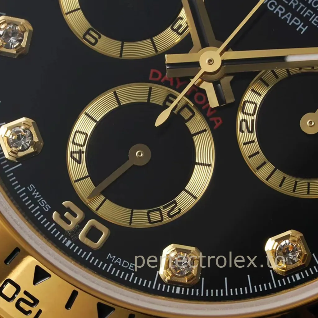 Rolex-Daytona-116508-0016-40mm-Black-Dial-Diamond-Marker-Super-Clone-Watch-Dial-Detail-2