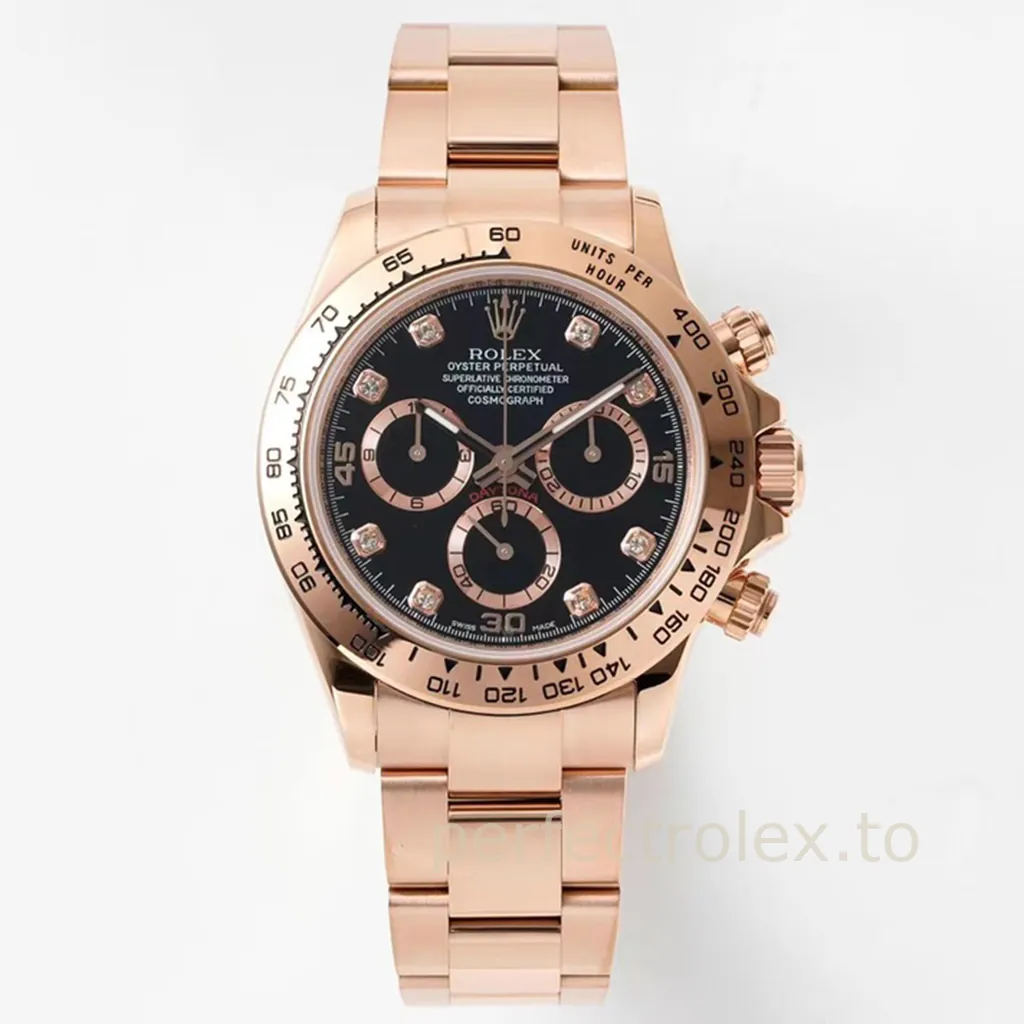 Rolex-Daytona-116505-0015-Rose-Gold-Tone-40mm-Black-Dial-4130-Movement-Super-Clone-Watch-Front-View-1