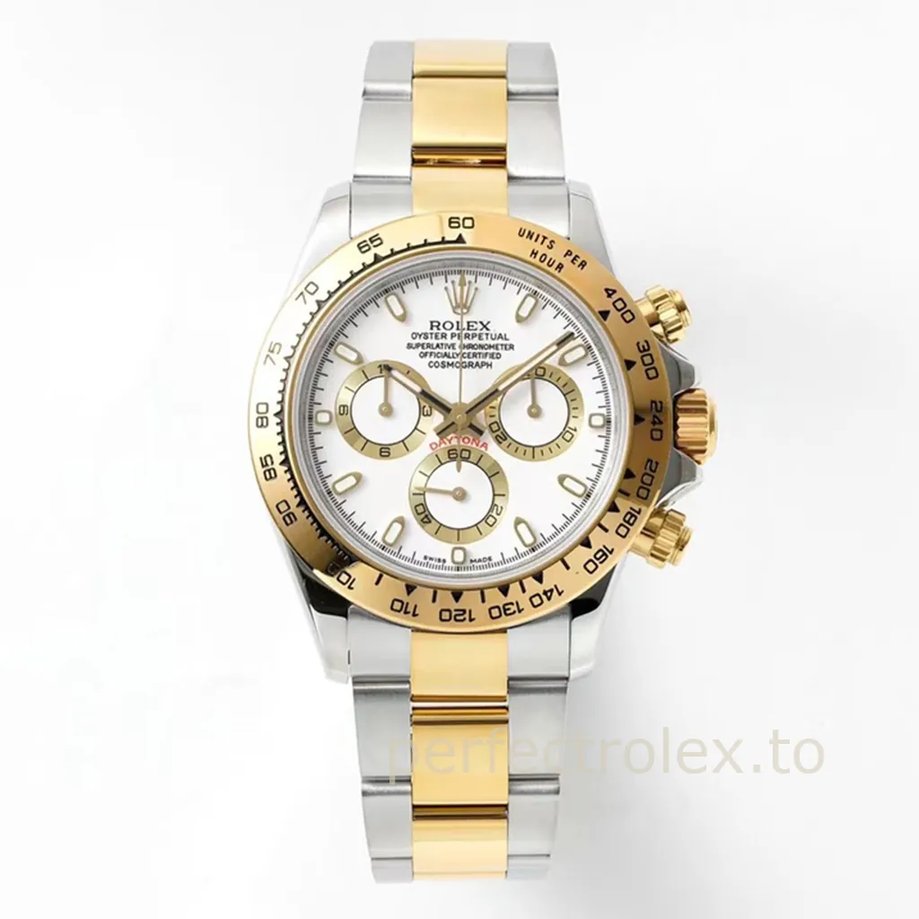 Rolex-Daytona-116503-0001-Gold-Two-Tone-40mm-White-Dial-Super-Clone-Watch-Front-View-1