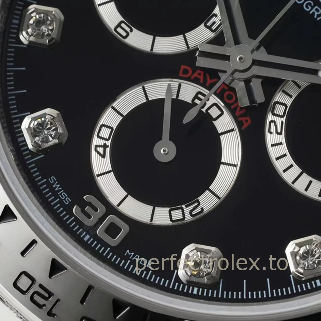 Rolex-Daytona-116509-0055-40mm-Black-Dial-904L-Steel-Super-Clone-Watch-with-4130-Movement-Dial-Detail-2