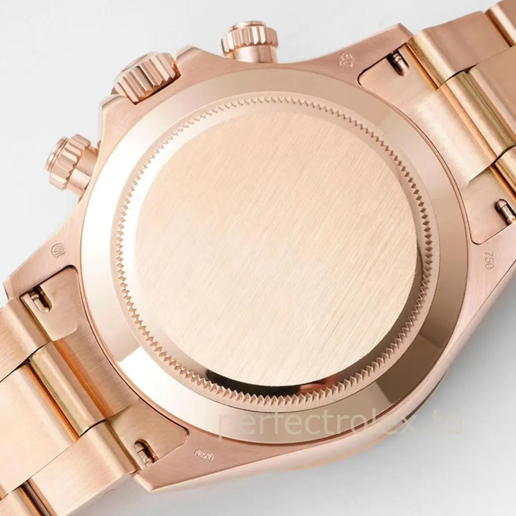 Rolex-Daytona-116505-0008-40mm-Rose-Gold-Tone-Super-Clone-Watch-with-4130-Movement-Back-View