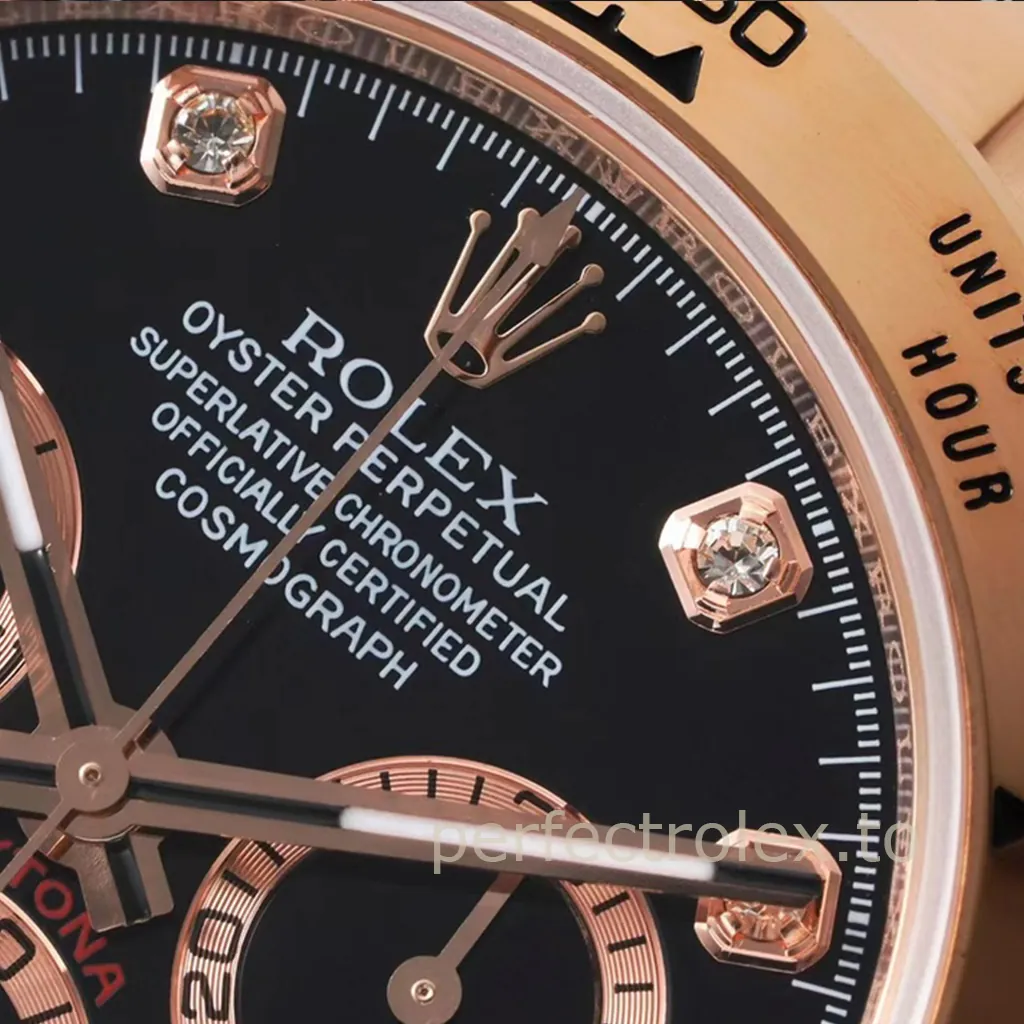 Rolex-Daytona-116505-0015-Rose-Gold-Tone-40mm-Black-Dial-4130-Movement-Super-Clone-Watch-Dial-Detail-2