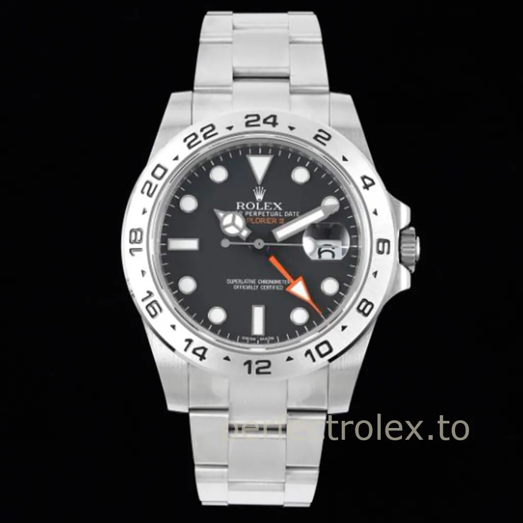 Rolex-Explorer-II-216570-Black-Dial-42mm-GMT-Adventure-Super-Clone-Watch-with-3185-Movement-Front-View-1