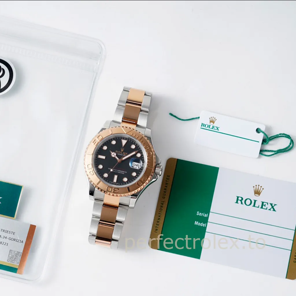 Rolex-Yacht-Master-116621-40mm-Black-Dial-904L-Steel-and-Rose-Gold-Tone-Super-Clone-Watch-Display-Image