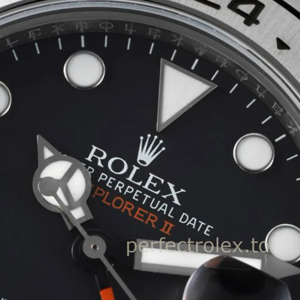 Rolex-Explorer-II-216570-Black-Dial-42mm-GMT-Adventure-Super-Clone-Watch-with-3185-Movement-Dial-Detail-1