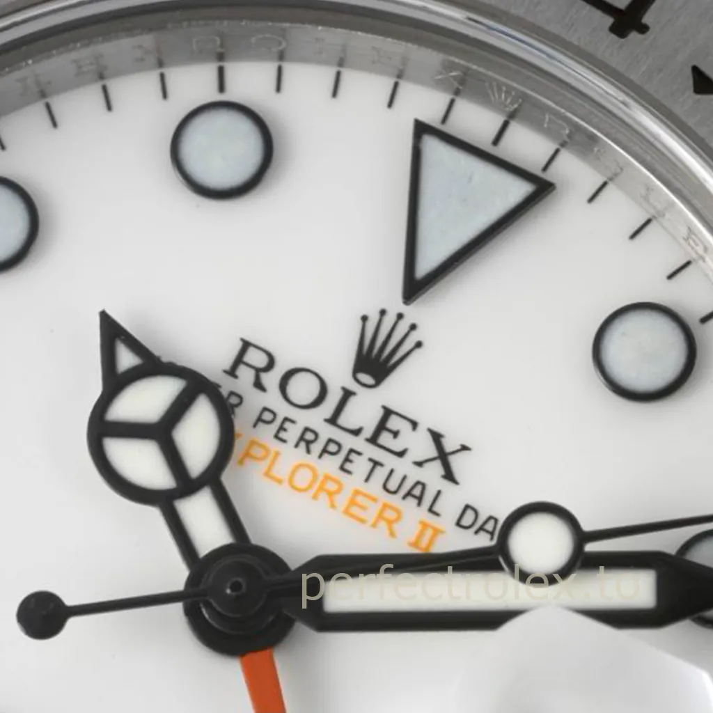 Rolex-Explorer-II-216570-42mm-Polar-White-Dial-904L-Steel-GMT-Super-Clone-Watch-Dial-Detail-3