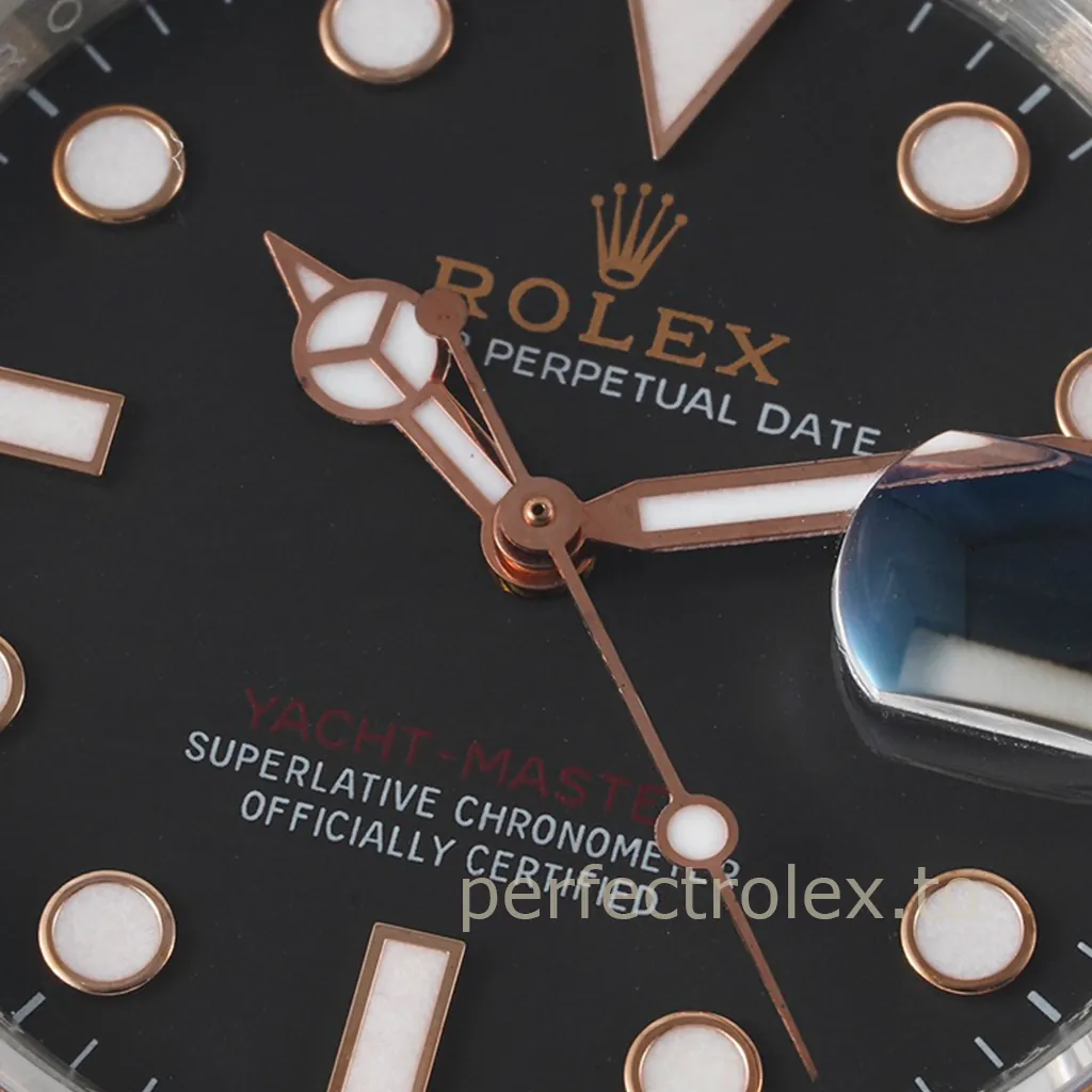 Rolex-Yacht-Master-116621-40mm-Black-Dial-904L-Steel-and-Rose-Gold-Tone-Super-Clone-Watch-Dial-Detail-1